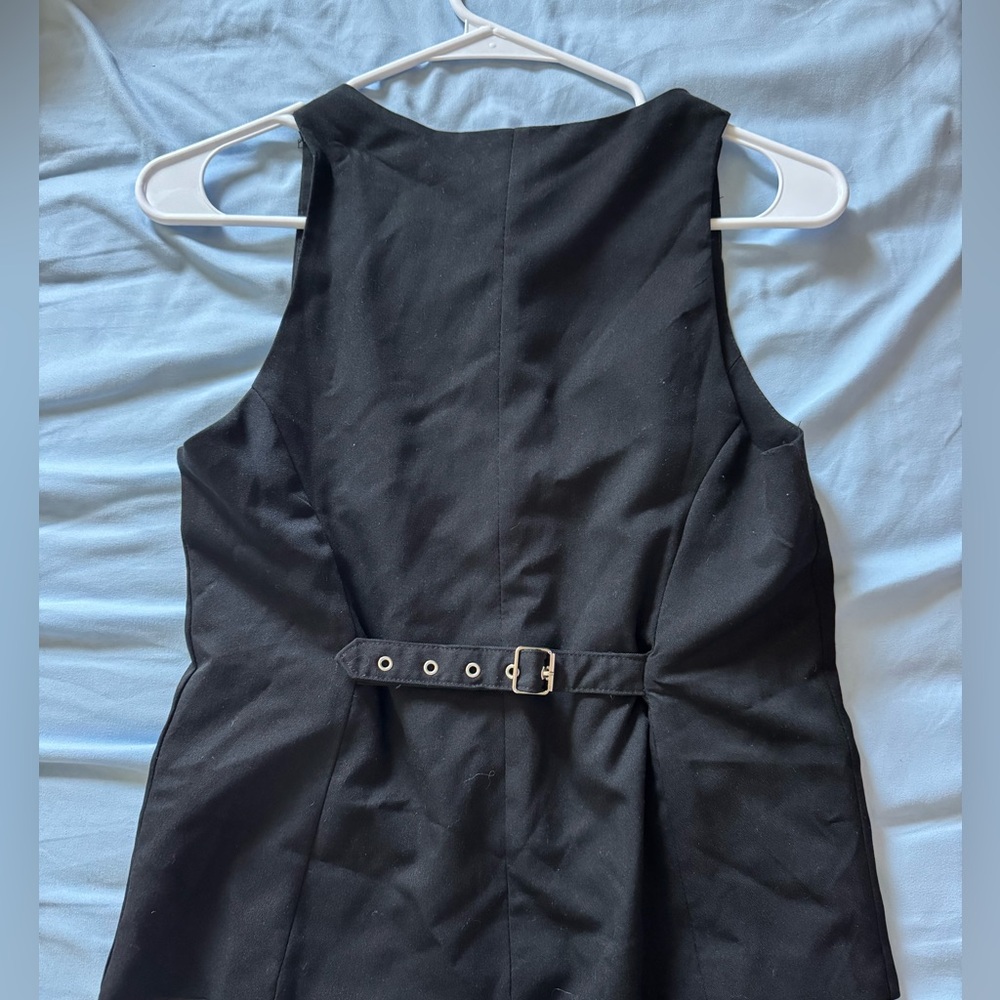Black Button-Front Vest - Picture 2 of 4